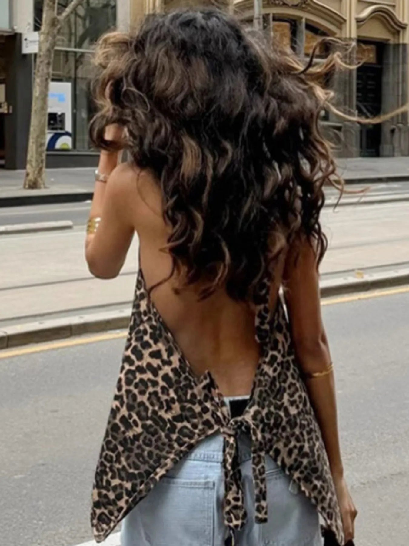 Leopard Print Halter Neck Cami Top