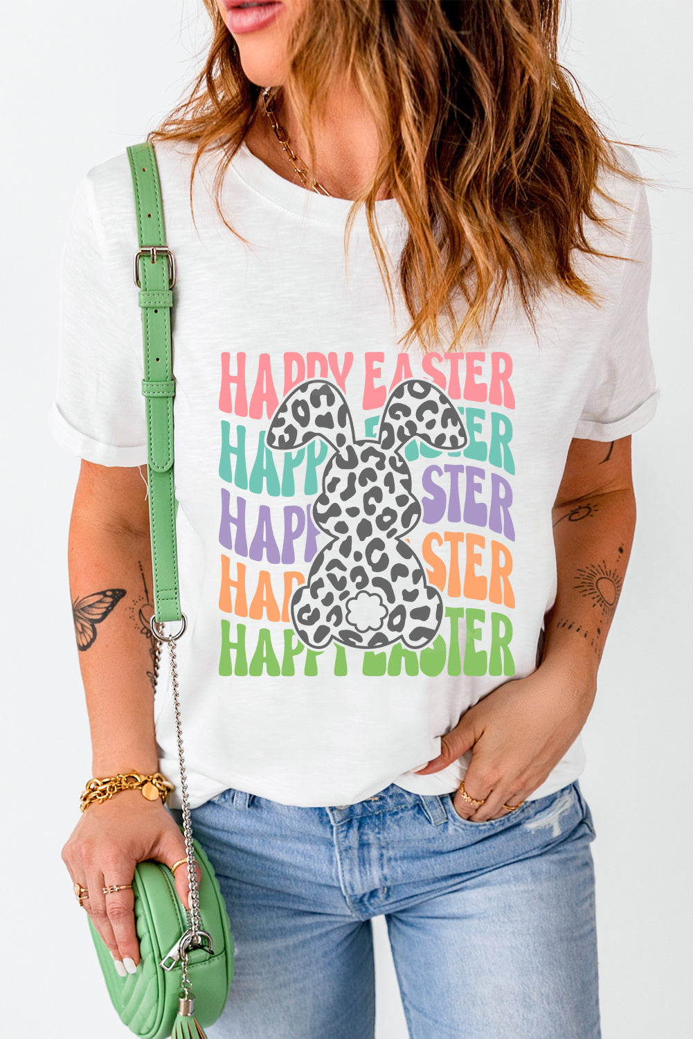 HAPPY EASTER Round Neck T-Shirt - Festive & Comfy
