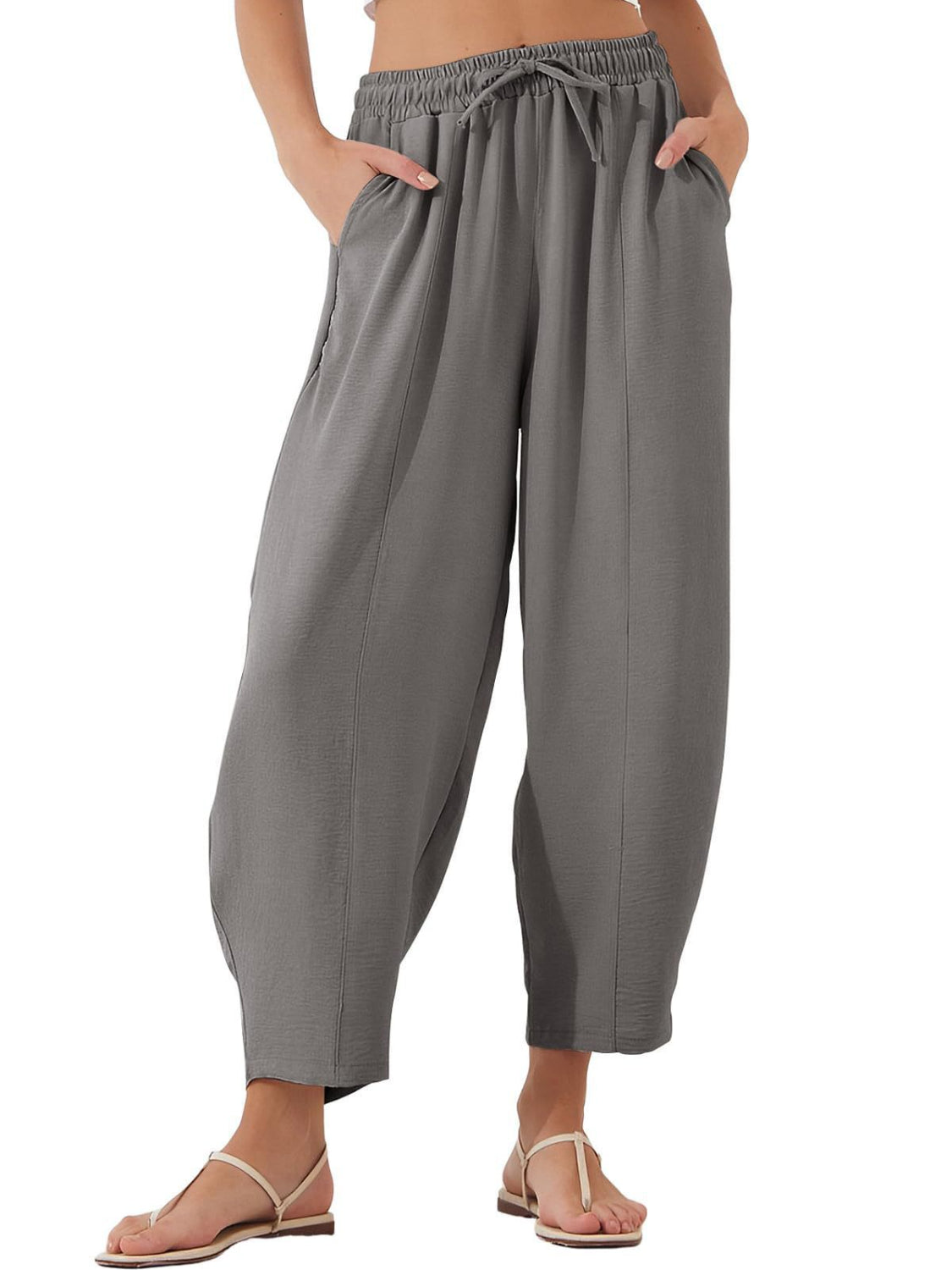 Cropped Joggers with Pockets - Full Size Fit