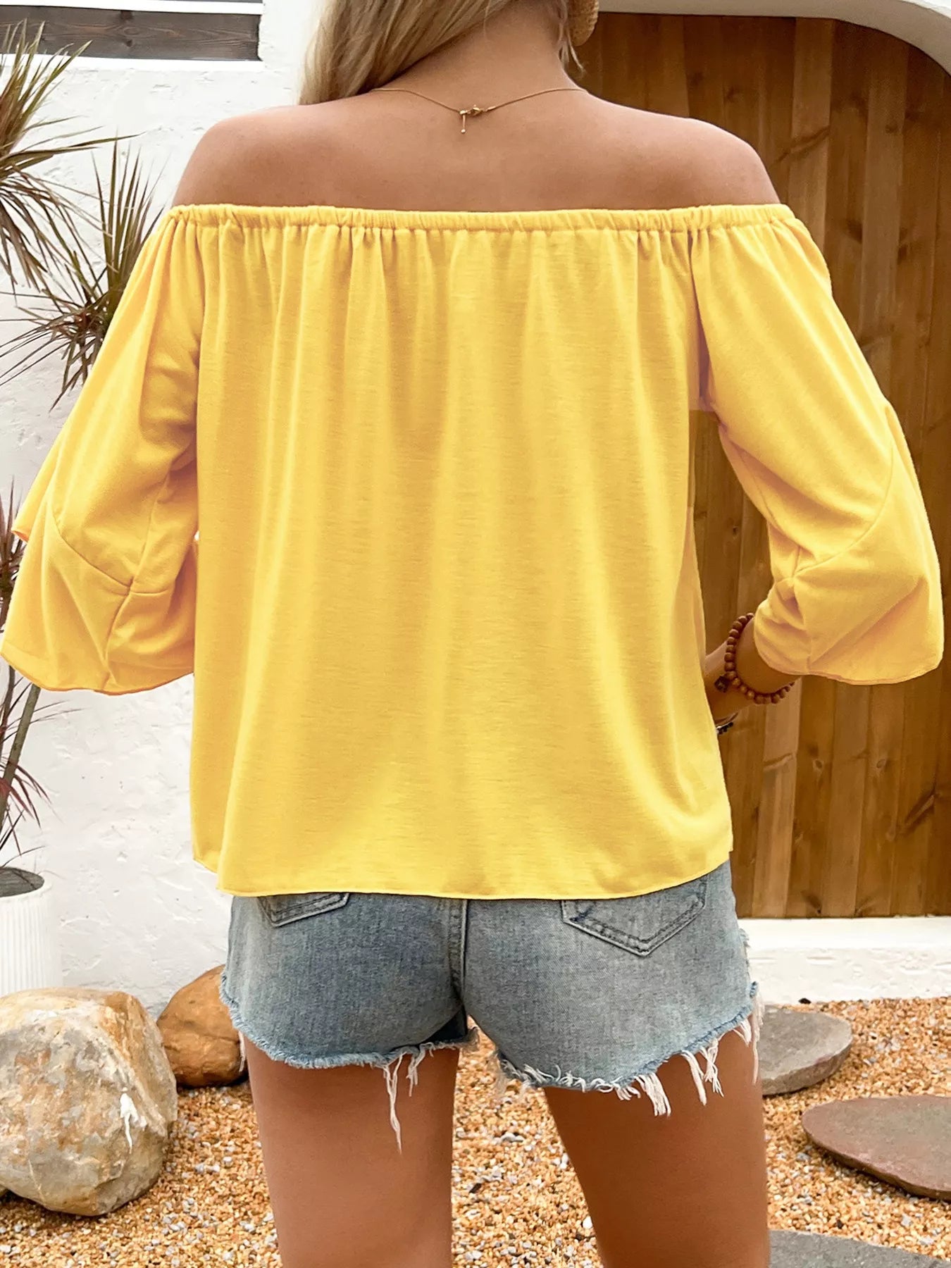 Off-Shoulder Tie-Front Casual T-Shirt