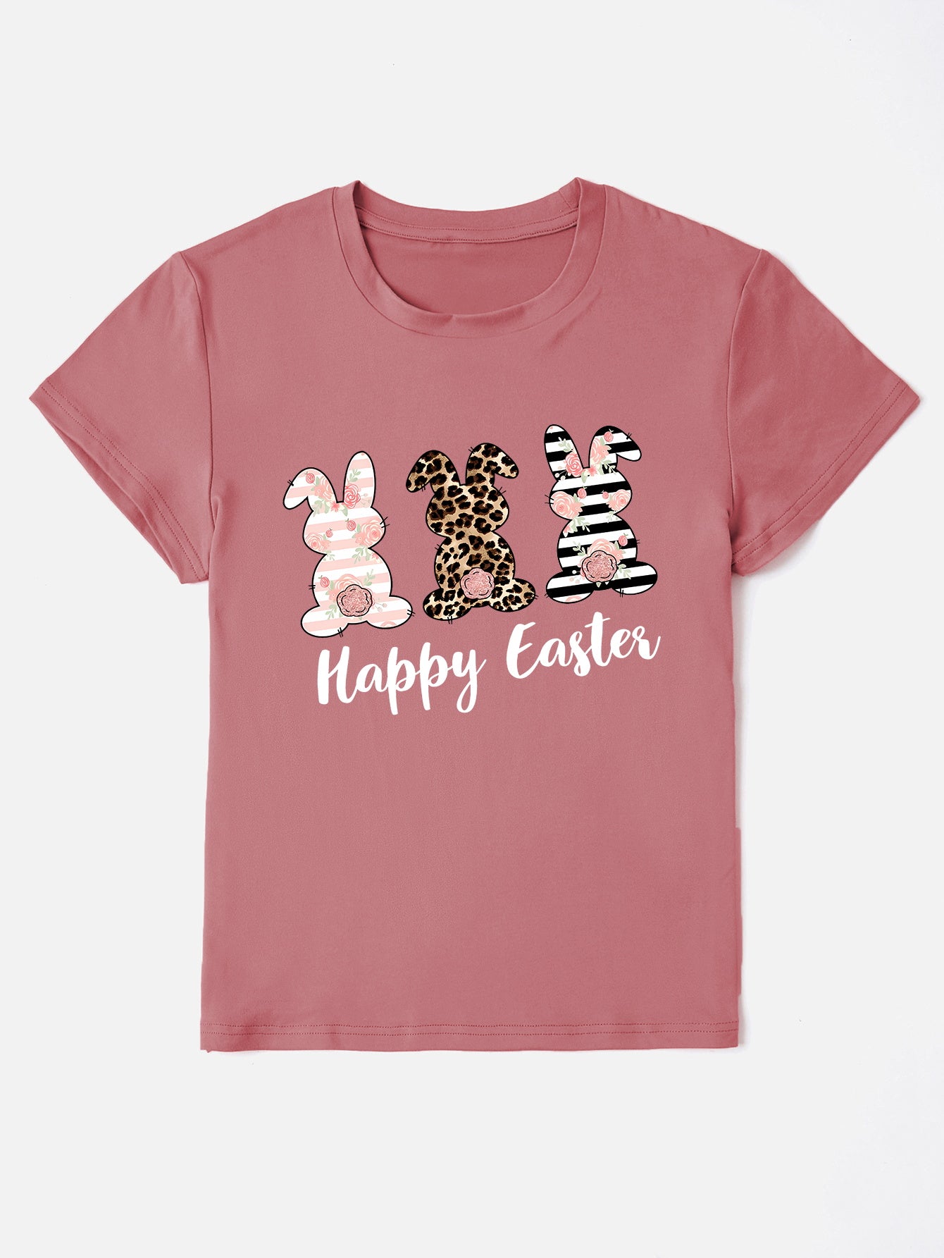 Festive HAPPY EASTER T-Shirt - Soft & Stylish Dusty Pink