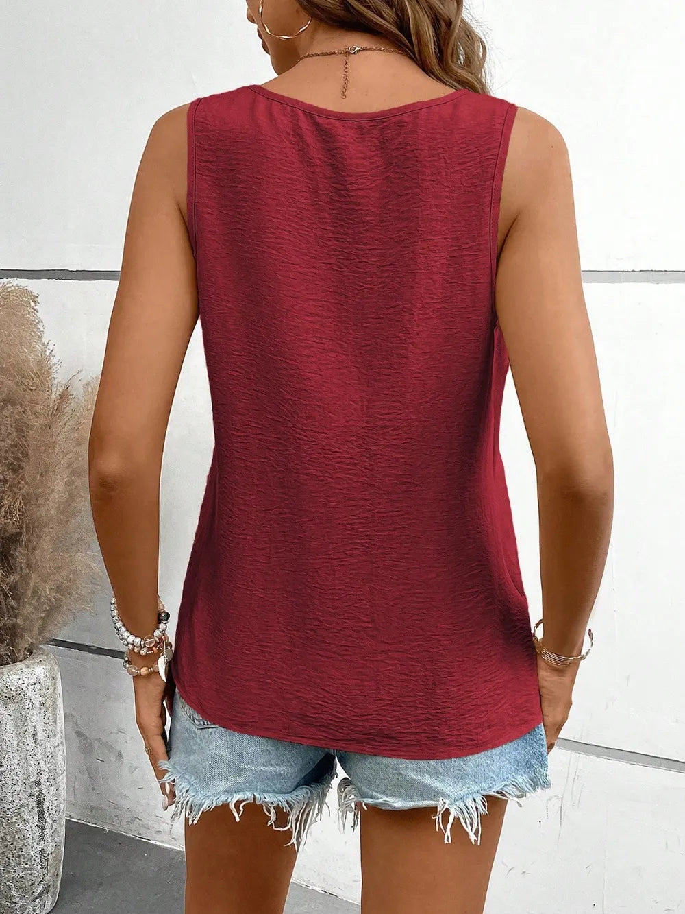 V-Neck Ruched Tank – Chic Sleeveless Top for Effortless Style
