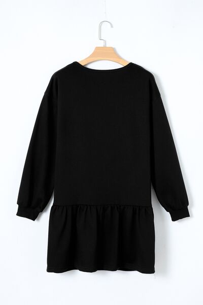 Clover Beer Sequin Ruffle Hem Dress - Festive & Fun