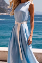 Round Neck Sleeveless Midi Dress