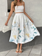 Petal Breeze Buttoned Midi Skirt