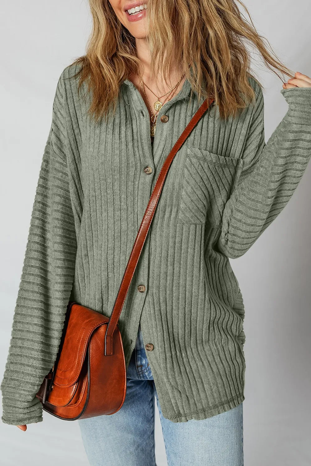 Ribbed Knit Button-Up Cardigan with Pockets â€“ Cozy Everyday Layer