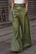 High Waist Wide Flare Pants - Chic & Flattering Fit Moss