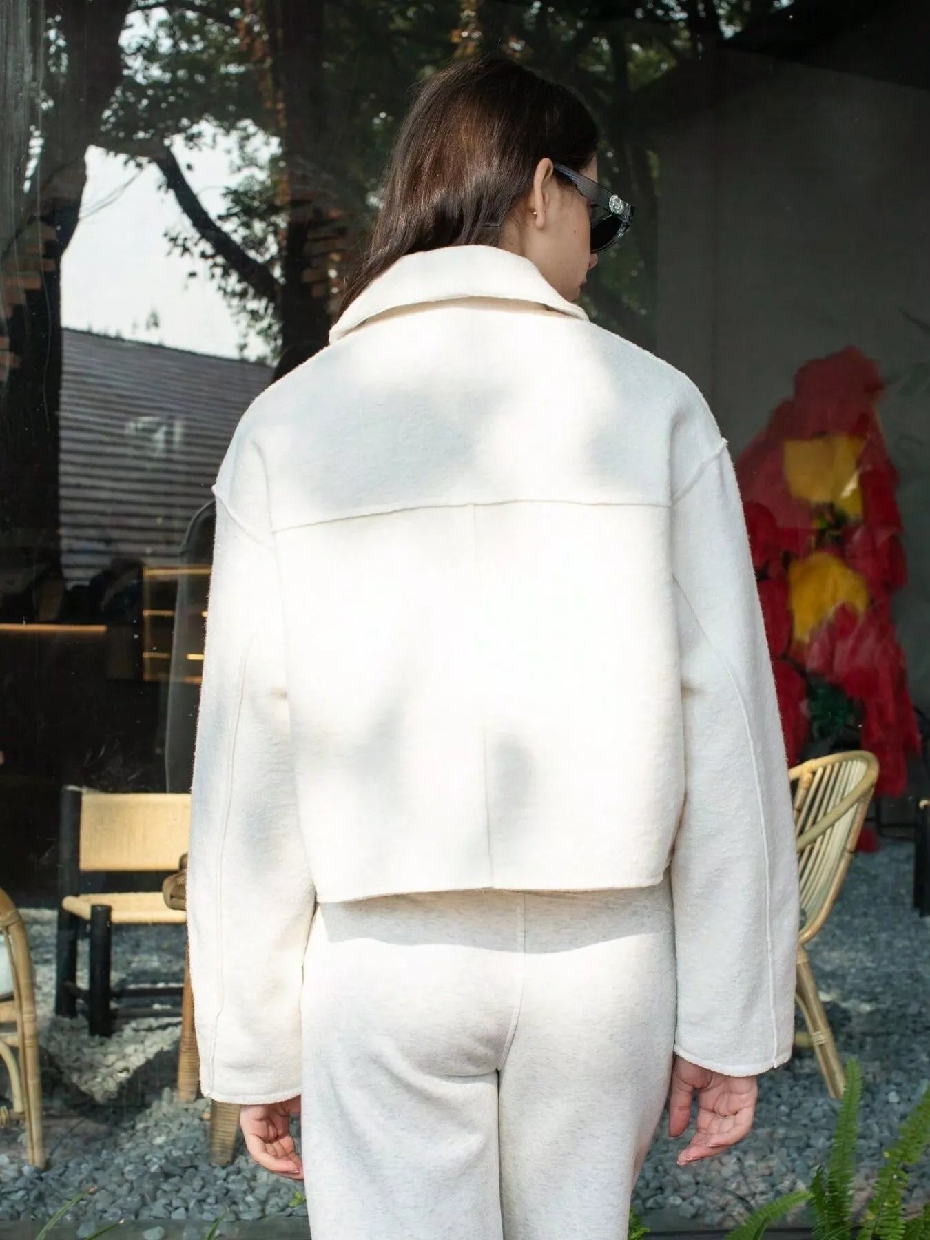 Zip-Up Cropped Utility Jacket White