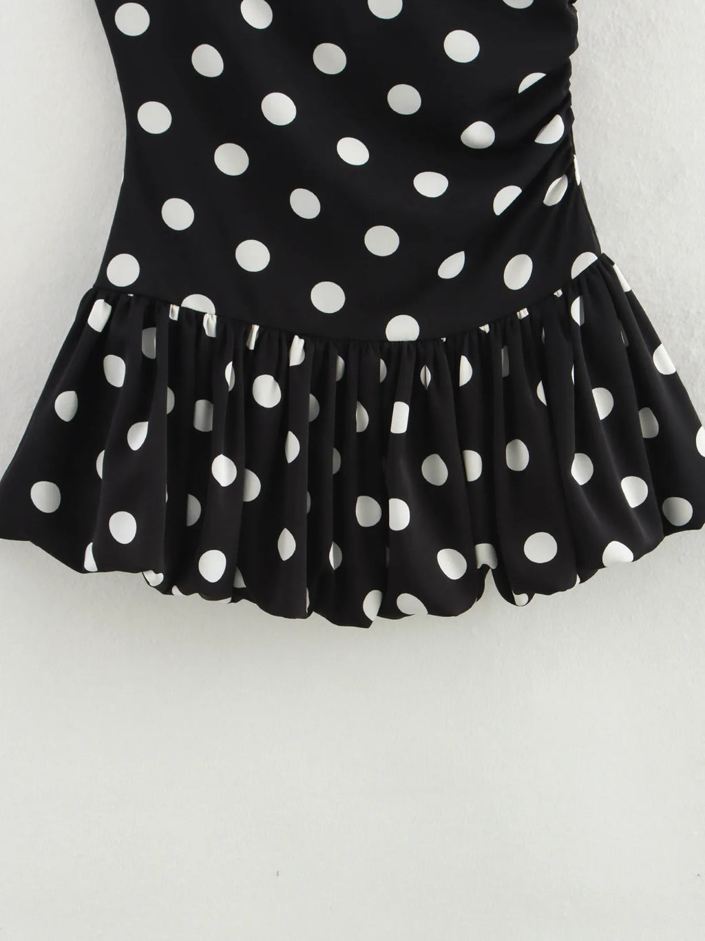 DotDrape One-Shoulder Ruffled Polka Dot Mini Dress