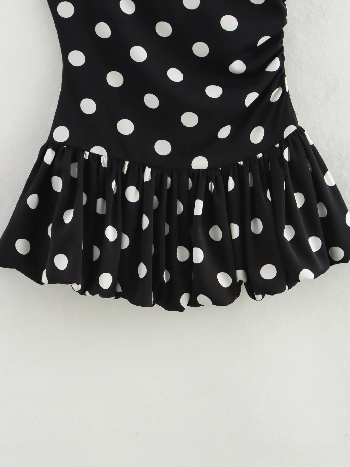 DotDrape One-Shoulder Ruffled Polka Dot Mini Dress
