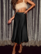 Elegant Satin Midi Skirt for Women
