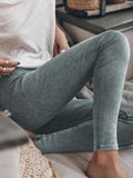 Comfortable Ribbed High-Waist Leggings – Cotton Blend Everyday Wear Dark Gray