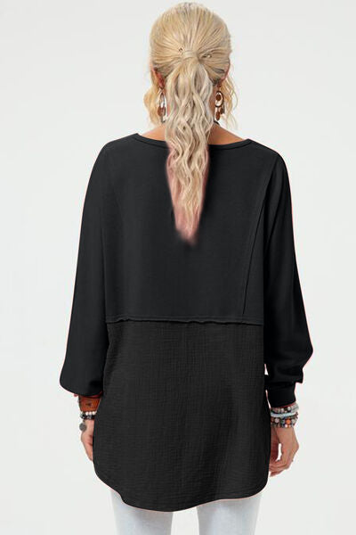 Chic Full-Size High-Low Long Sleeve Top