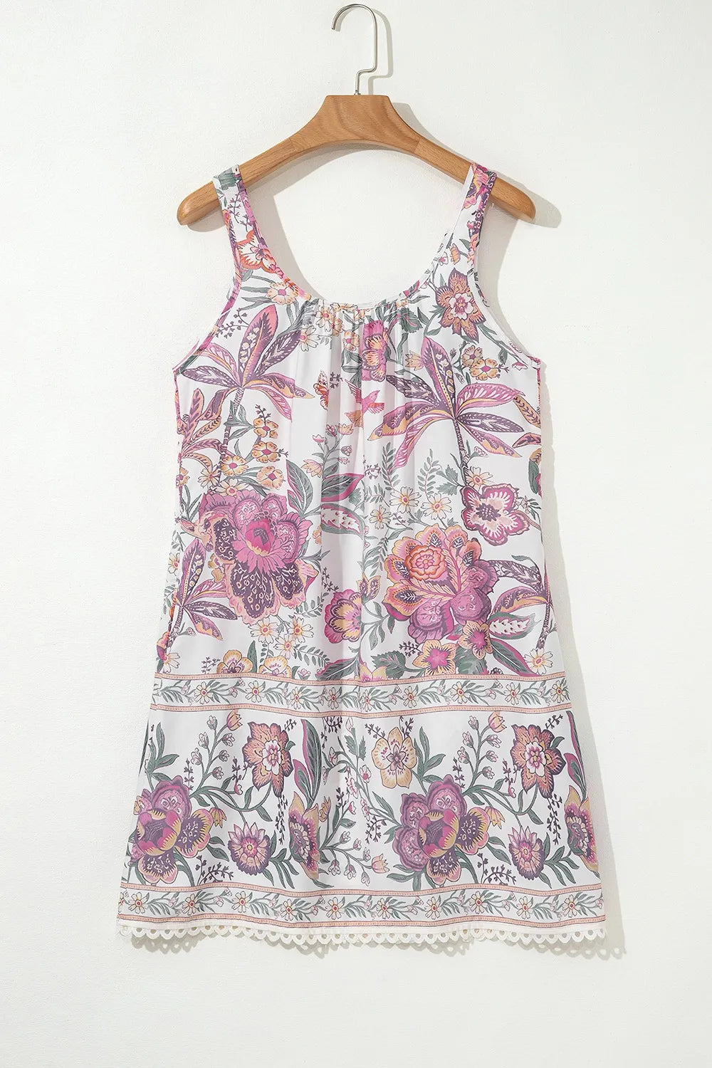 Floral Tie Neck Mini Dress - Sleeveless & Breezy