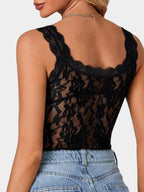 Delicate Lace Scoop Neck Tank Top