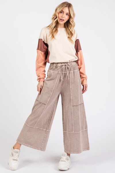 Mittoshop Mineral Wash Seam French Terry Wide Leg Pants