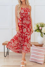 Floral Print Spaghetti Strap Empire Waist Maxi Dress