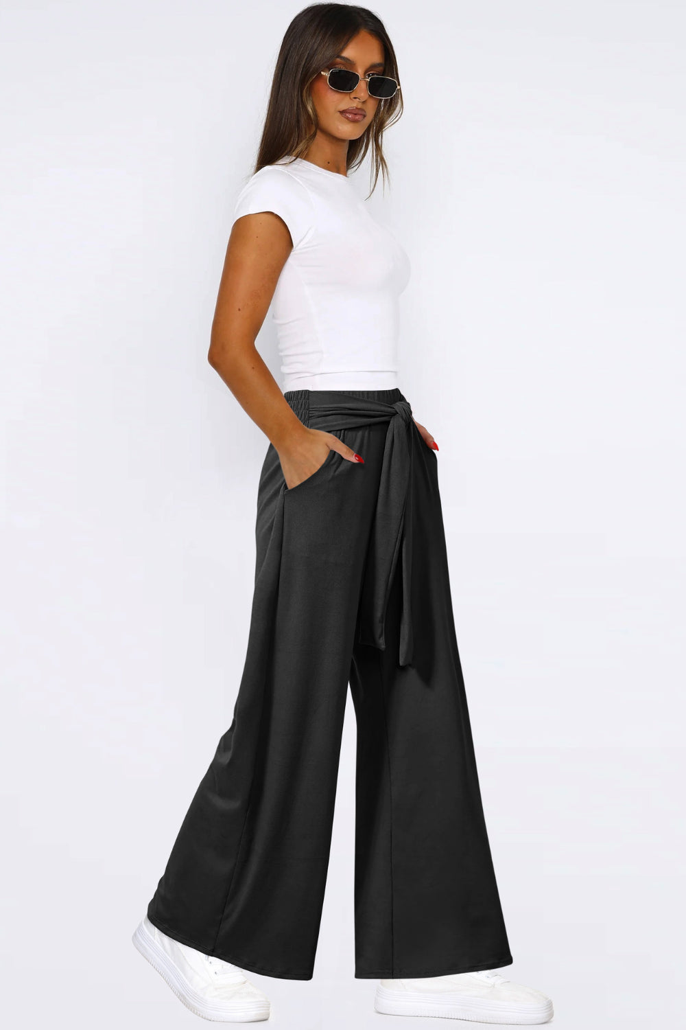 Tied Pocketed Wide-Leg Pants - Chic & Comfortable