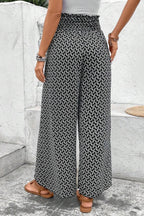 Slit Printed Wide-Leg Pants - Trendy & Flowy Statement Piece