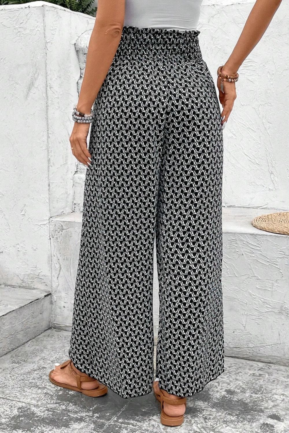 Slit Printed Wide-Leg Pants - Trendy & Flowy Statement Piece