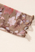 Chic Floral Mock Neck Sheer Long Sleeve Top