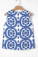 Printed Sleeveless Crew Neck Top - Lightweight Style