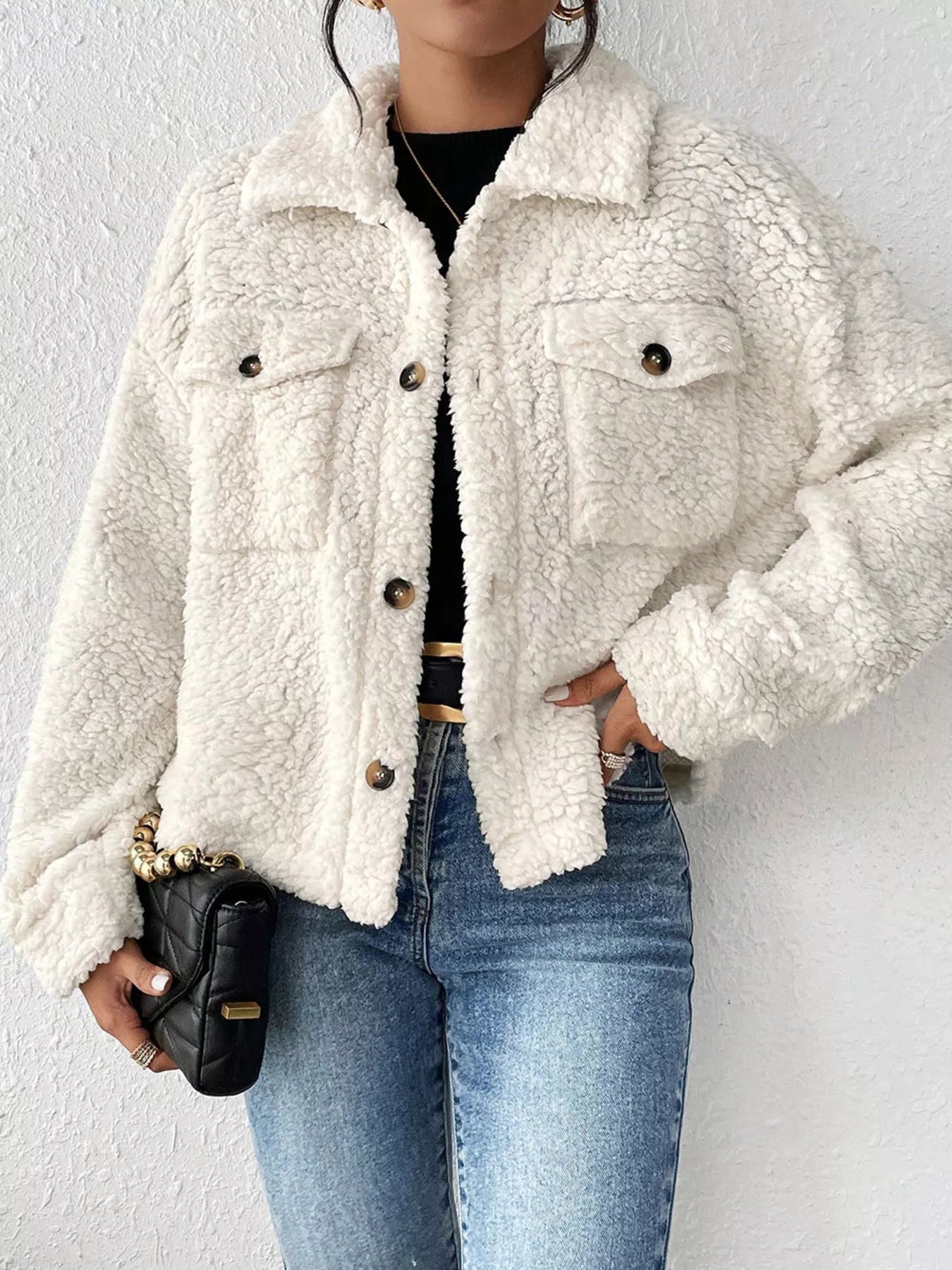 SnugNest Sherpa Button-Up Jacket