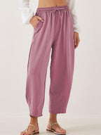 Full Size Drawstring Cropped Jogger Pants - Stylish & Comfy Moonlit Mauve