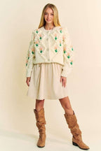 Davi & Dani Floral Pattern Button-Down Cardigan