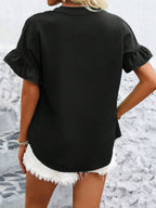 Button Down Ruffled Short Sleeve Shirt - Chic & Elegant