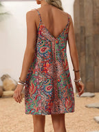 Paisley Print Spaghetti Strap Summer Mini Dress