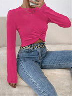 Chic Twisted Front Cropped Knit Top