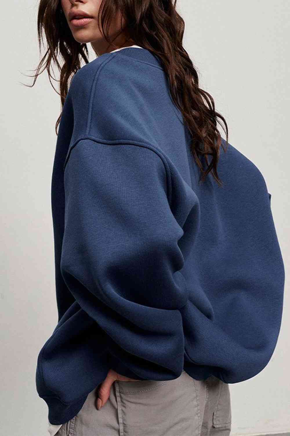 Oversized Round Neck Dropped Shoulder Sweatshirt