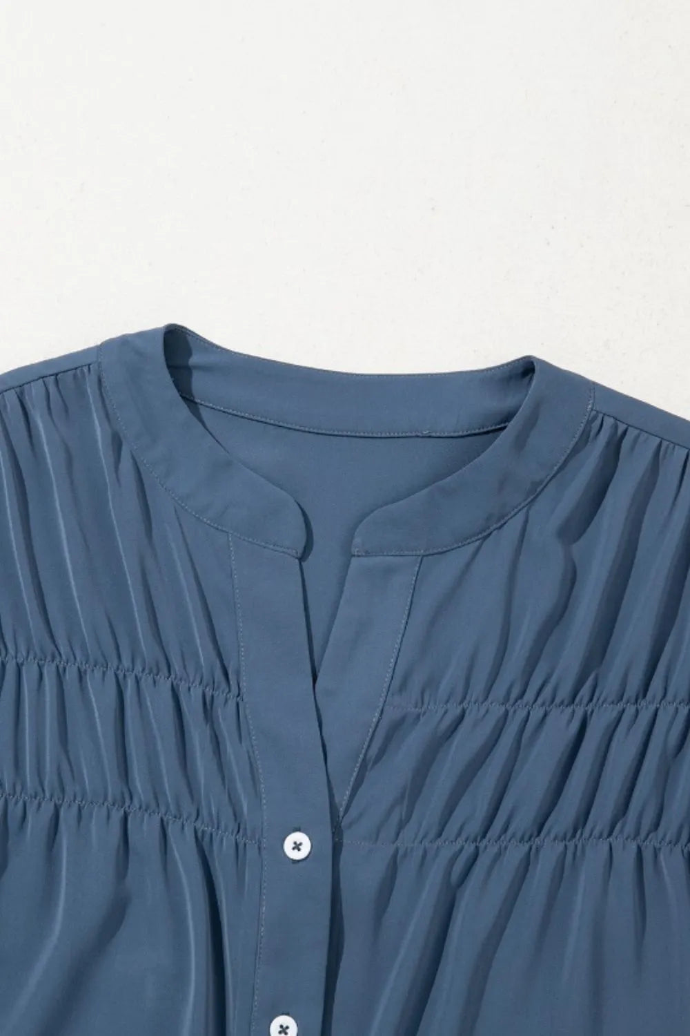 Ruffled Ruched Button Shirt - Feminine Flair