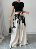 Flow & Flair Printed Wide Leg Pants
