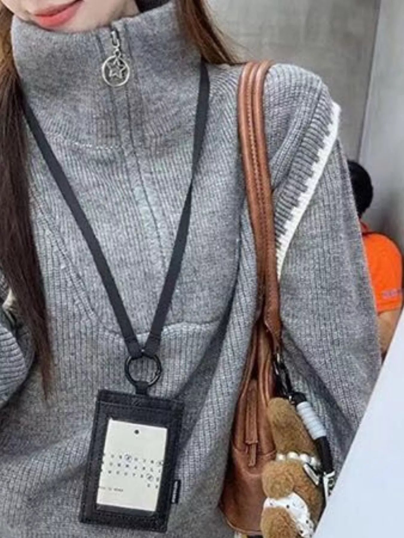 Ribbed High-Neck Half-Zip Sweater