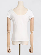 Elegant Ruffled Round Neck Short Sleeve Top