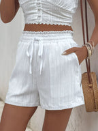 Comfy Frill Drawstring Shorts with Pockets