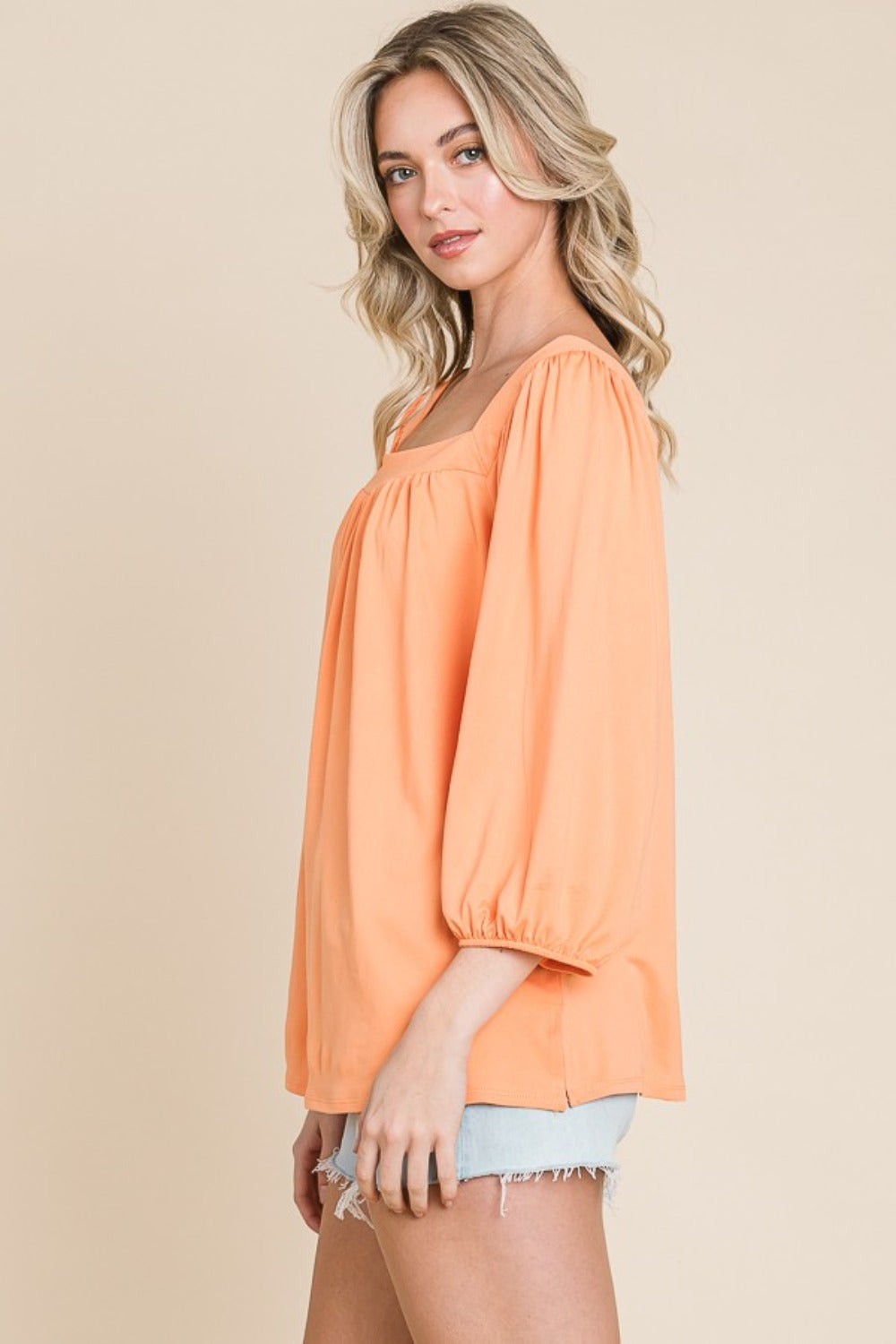 Culture Code Square Neck Puff Sleeve Blouse