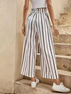 Tied Striped Wide-Leg Pants - Comfortable & Elegant