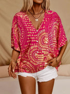 Printed V-Neck Half Sleeve Top - Stylish & Comfortable