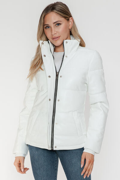 YMI Zip-Up Turtleneck Puffer Jacket with Pockets