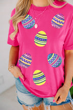 Sequin Easter Egg Short Sleeve T-Shirt - Festive & Stylish