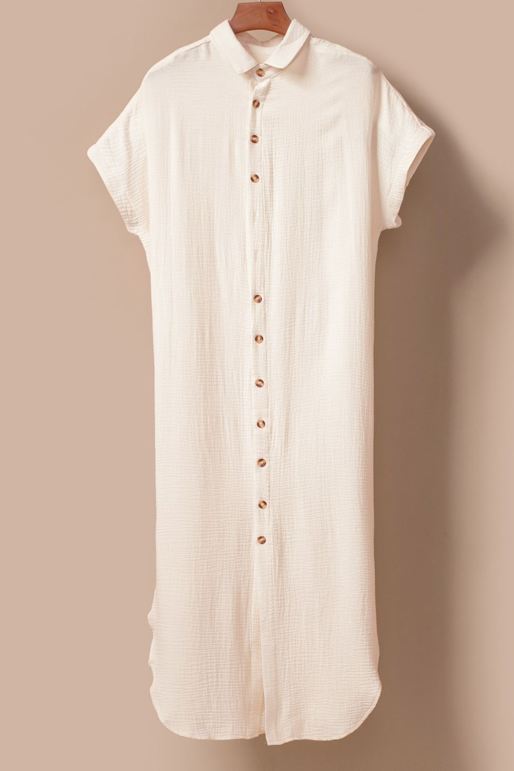 Button Down Short Sleeve Midi Shirt Dress - Elegant & Versatile