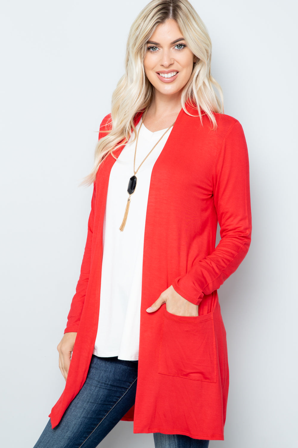 Celeste Full-Size Open-Front Pocketed Cardigan