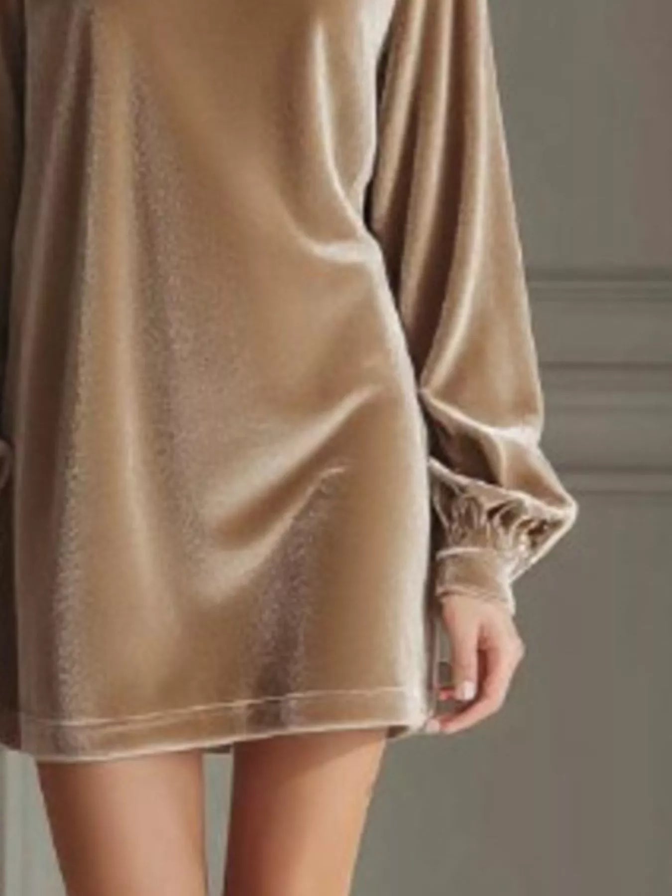 Full-Size Velvet Long Sleeve Mini Dress (Plus Size)