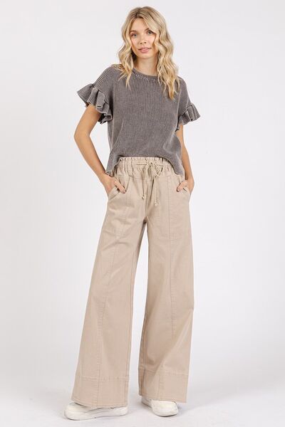 Mittoshop Mineral Wash Elastic Wide Leg Pants