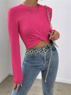 Chic Twisted Front Cropped Knit Top