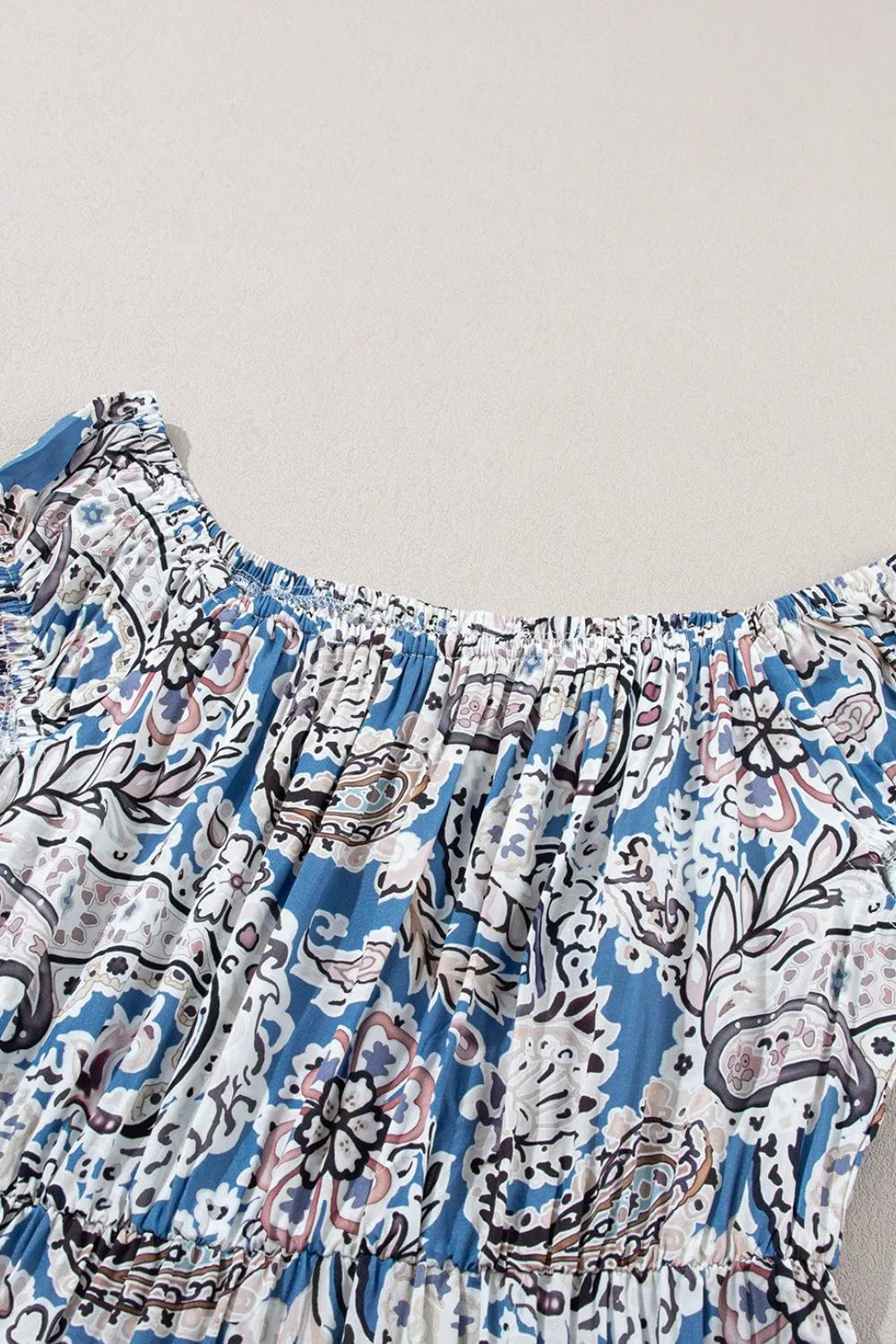 Boho Off-Shoulder Paisley Print Maxi Dress