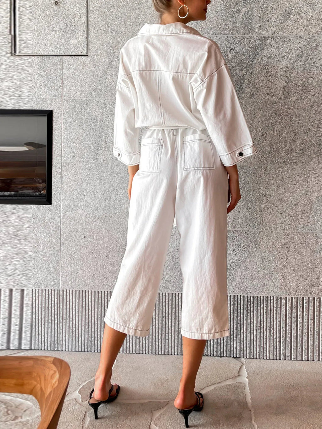 Tie Waist Wide Leg Jumpsuit – Elegant Belted One-Piece with Pockets